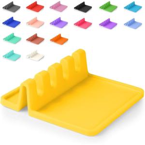imageZulay Kitchen Silicone Utensil Rest with Drip Pad for Multiple Utensils  BPAFree HeatResistant Spoon Rest ampamp Spoon Holder for Stove Top  Kitchen Utensil Holder for Ladles ampamp Tongs  SerenityLemon Yellow