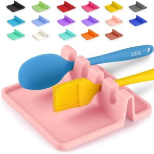 imageZulay Kitchen Silicone Utensil Rest with Drip Pad for Multiple Utensils  BPAFree HeatResistant Spoon Rest ampamp Spoon Holder for Stove Top  Kitchen Utensil Holder for Ladles ampamp Tongs  SerenityTaffy Pink