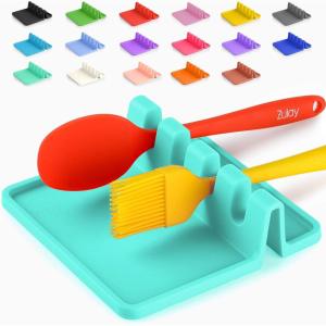 imageZulay Kitchen Silicone Utensil Rest with Drip Pad for Multiple Utensils  BPAFree HeatResistant Spoon Rest ampamp Spoon Holder for Stove Top  Kitchen Utensil Holder for Ladles ampamp Tongs  SerenityAqua Blue
