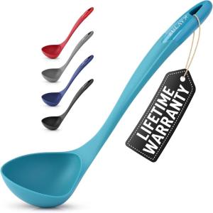 imageZulay Soup Ladle Spoon with Comfortable Grip  Cooking and Serving Spoon for Soup Chili Gravy Salad Dressing ampamp Pancake Batter  Large Nylon Scoop ampamp Ladle Spoon Great for Canning and PouringSky Blue