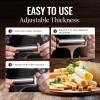 imageZulay Cheese Slicer With Adjustable Thickness  Wire Cheese Slicer For Mozzarella Cheese Cheddar Cheese Gouda Cheese  Cheese Slicers For Block Cheese Heavy Duty With 2 Extra Wires CopperSilver