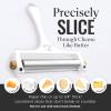 imageZulay Cheese Slicer With Adjustable Thickness  Wire Cheese Slicer For Mozzarella Cheese Cheddar Cheese Gouda Cheese  Cheese Slicers For Block Cheese Heavy Duty With 2 Extra Wires CopperFrosted White