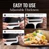 imageZulay Cheese Slicer With Adjustable Thickness  Wire Cheese Slicer For Mozzarella Cheese Cheddar Cheese Gouda Cheese  Cheese Slicers For Block Cheese Heavy Duty With 2 Extra Wires CopperFrosted White