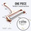 imageZulay Cheese Slicer With Adjustable Thickness  Wire Cheese Slicer For Mozzarella Cheese Cheddar Cheese Gouda Cheese  Cheese Slicers For Block Cheese Heavy Duty With 2 Extra Wires CopperRose Gold