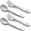 imageZulay Kitchen 8 Pieces Toddler Utensils  Kids Stainless Silverware Set  Children ampamp Toddler Safe Forks ampamp Spoons  Smooth Edge Mirror Polished ampamp Dishwasher Safe Kids Utensils 4 Forks ampamp 4 SpoonsMixed