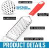 imageZulay Kitchen Professional Cheese Grater Stainless Steel  Durable RustProof Metal Lemon Zester Grater With Handle  Flat Handheld Grater For Cheese Chocolate Spices And More  YellowRed