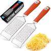imageZulay Kitchen Professional Cheese Grater Stainless Steel  Durable RustProof Metal Lemon Zester Grater With Handle  Flat Handheld Grater For Cheese Chocolate Spices And More  YellowRed