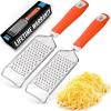 imageZulay Kitchen Professional Cheese Grater Stainless Steel  Durable RustProof Metal Lemon Zester Grater With Handle  Flat Handheld Grater For Cheese Chocolate Spices And More  YellowOrange