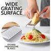 imageZulay Kitchen Professional Cheese Grater Stainless Steel  Durable RustProof Metal Lemon Zester Grater With Handle  Flat Handheld Grater For Cheese Chocolate Spices And More  YellowWhite