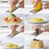 imageZulay Kitchen Professional Cheese Grater Stainless Steel  Durable RustProof Metal Lemon Zester Grater With Handle  Flat Handheld Grater For Cheese Chocolate Spices And More  YellowWhite