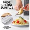 imageZulay Kitchen Professional Cheese Grater Stainless Steel  Durable RustProof Metal Lemon Zester Grater With Handle  Flat Handheld Grater For Cheese Chocolate Spices And More  YellowOrange