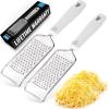 imageZulay Kitchen Professional Cheese Grater Stainless Steel  Durable RustProof Metal Lemon Zester Grater With Handle  Flat Handheld Grater For Cheese Chocolate Spices And More  YellowWhite