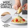 imageZulay Kitchen Professional Cheese Grater Stainless Steel  Durable RustProof Metal Lemon Zester Grater With Handle  Flat Handheld Grater For Cheese Chocolate Spices And More  YellowMint