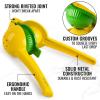 imageZulay Metal 2In1 Lemon Lime Squeezer  Hand Juicer Lemon Squeezer Gets Every Last Drop with Cheese Slicer With Adjustable Thickness