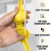 imageZulay Premium Quality Metal Lemon Squeezer Citrus Juicer Manual Press for Extracting the Most Juice Possible  PurpleBright Yellow