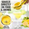 imageZulay Premium Quality Metal Lemon Squeezer Citrus Juicer Manual Press for Extracting the Most Juice Possible  PurpleBright Yellow