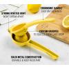imageZulay Premium Quality Metal Lemon Squeezer Citrus Juicer Manual Press for Extracting the Most Juice Possible  PurpleBright Yellow