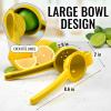 imageZulay Premium Quality Metal Lemon Squeezer Citrus Juicer Manual Press for Extracting the Most Juice Possible  PurpleBright Yellow