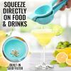 imageZulay Premium Quality Metal Lemon Squeezer Citrus Juicer Manual Press for Extracting the Most Juice Possible  PurpleLight Blue