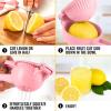 imageZulay Premium Quality Metal Lemon Squeezer Citrus Juicer Manual Press for Extracting the Most Juice Possible  PurplePink