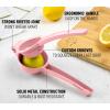 imageZulay Premium Quality Metal Lemon Squeezer Citrus Juicer Manual Press for Extracting the Most Juice Possible  PurplePink