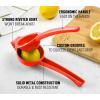 imageZulay Premium Quality Metal Lemon Squeezer Citrus Juicer Manual Press for Extracting the Most Juice Possible  PurpleRed