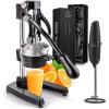 imageZulay CastIron Orange Juice Squeezer Professional Citrus Juicer and Executive Series Ultra Premium Gift Milk Frother For Coffee With Improved Stand  Coffee Frother Handheld Foam Maker For Lattes