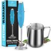 imageZulay Kitchen Double Whisk Teal Milk Frother Handheld Mixer and 12oz Stainless Steel Milk Frothing Pitcher Milk Frother Cup  EasytoClean Espresso Accessories