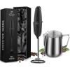 imageZulay Kitchen Executive Series Milk Frother Wand  Upgraded ampamp Improved Stand and 12oz Stainless Steel Milk Frothing Pitcher