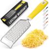 imageZulay Kitchen Professional Cheese Grater Stainless Steel  Durable RustProof Metal Lemon Zester Grater With Handle  Flat Handheld Grater For Cheese Chocolate Spices And More  YellowYellow