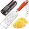 imageZulay Kitchen Professional Cheese Grater Stainless Steel  Durable RustProof Metal Lemon Zester Grater With Handle  Flat Handheld Grater For Cheese Chocolate Spices And More  YellowRed