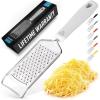 imageZulay Kitchen Professional Cheese Grater Stainless Steel  Durable RustProof Metal Lemon Zester Grater With Handle  Flat Handheld Grater For Cheese Chocolate Spices And More  YellowWhite