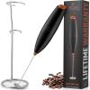 imageZulay Powerful Milk Frother for Coffee with Upgraded Titanium Motor BlackCopper  Handheld Frother Electric Whisk Mini Mixer with Silver Original Heavy Duty Frother Stand Ideal For Handheld Frothers