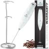 imageZulay Powerful Quartz Milk Frother for Coffee with Upgraded Titanium Motor  Handheld Frother Electric Whisk Mini Mixer with Silver Original Heavy Duty Frother Stand Ideal For Handheld Frothers