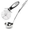 imageZulay Premium 13 Inch Stainless Steel Ladle with Comfortable Grip and Premium Pizza Cutter  Durable Stainless Steel