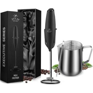 imageZulay Kitchen Executive Series Milk Frother Wand  Upgraded ampamp Improved Stand and 12oz Stainless Steel Milk Frothing Pitcher