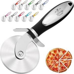 imageZulay Kitchen Large Pizza Cutter Wheel  Premium Stainless Steel Pizza Slicer  Easy To Clean ampamp Cut Pizza Wheel  Super Sharp NonSlip Handle ampamp Dishwasher Friendly  RedBlack