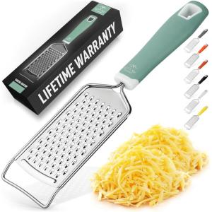 imageZulay Kitchen Professional Cheese Grater Stainless Steel  Durable RustProof Metal Lemon Zester Grater With Handle  Flat Handheld Grater For Cheese Chocolate Spices And More  YellowMint