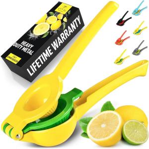 imageZulay Metal 2In1 Lemon Squeezer Manual  Sturdy Max Extraction Hand Juicer Lemon Squeezer Gets Every Last Drop  Easy to Clean Manual Citrus Juicer  EasytoUse Lemon Juicer Squeezer  YellowRedClassic Yellow and Green