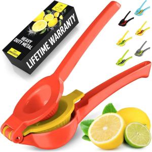 imageZulay Metal 2In1 Lemon Squeezer Manual  Sturdy Max Extraction Hand Juicer Lemon Squeezer Gets Every Last Drop  Easy to Clean Manual Citrus Juicer  EasytoUse Lemon Juicer Squeezer  YellowRedRed and Yellow