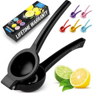 imageZulay Premium Quality Metal Lemon Squeezer Citrus Juicer Manual Press for Extracting the Most Juice Possible  PurpleBlack