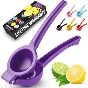 imageZulay Premium Quality Metal Lemon Squeezer Citrus Juicer Manual Press for Extracting the Most Juice Possible  PurplePurple