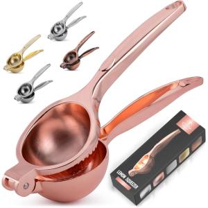 imageZulay Premium Quality Metal Lemon Squeezer Citrus Juicer Manual Press for Extracting the Most Juice Possible  PurpleRose Gold