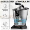 imageZulay Citrus Juicer Electric  Stainless Steel Orange Juicer With 160W Powerful Motor  Interchangeable Cones For All Citrus  Filters Out Seeds ampamp Pulp  DishwasherSafe Parts  BlueBlack Lux
