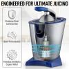 imageZulay Citrus Juicer Electric  Stainless Steel Orange Juicer With 160W Powerful Motor  Interchangeable Cones For All Citrus  Filters Out Seeds ampamp Pulp  DishwasherSafe Parts  BlueBlue Midnight