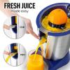 imageZulay Citrus Juicer Electric  Stainless Steel Orange Juicer With 160W Powerful Motor  Interchangeable Cones For All Citrus  Filters Out Seeds ampamp Pulp  DishwasherSafe Parts  BlueBlue Midnight