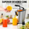 imageZulay Citrus Juicer Electric  Stainless Steel Orange Juicer With 160W Powerful Motor  Interchangeable Cones For All Citrus  Filters Out Seeds ampamp Pulp  DishwasherSafe Parts  BlueBlack Lux