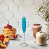 imageZulay Kitchen Powerful Double Whisk Milk Frother Handheld  Foam Maker With Stand  Whisk Drink Mixer for Coffee Mini Foamer for Latte Matcha Frappe Hot Chocolate ampamp Cappuccino Blizzard WhiteBlue Teal