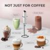 imageZulay Kitchen Powerful Double Whisk Milk Frother Handheld  Foam Maker With Stand  Whisk Drink Mixer for Coffee Mini Foamer for Latte Matcha Frappe Hot Chocolate ampamp Cappuccino Blizzard WhiteWhite  Black
