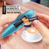 imageZulay Kitchen Powerful Double Whisk Milk Frother Handheld  Foam Maker With Stand  Whisk Drink Mixer for Coffee Mini Foamer for Latte Matcha Frappe Hot Chocolate ampamp Cappuccino Blizzard WhiteMetallic Ice Blue